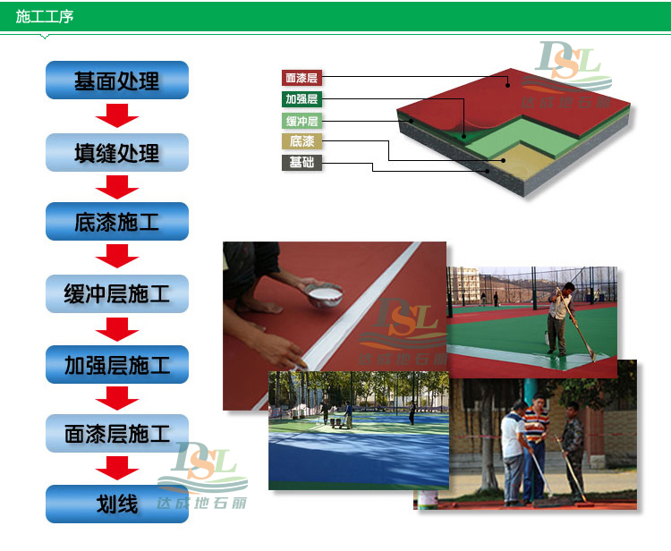 硅pu运动场地坪材料施工